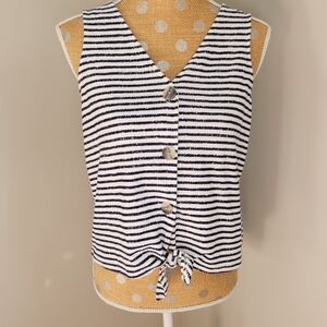 Women's Old Navy White Tank Top Button Down With Knotted Front-Medium!